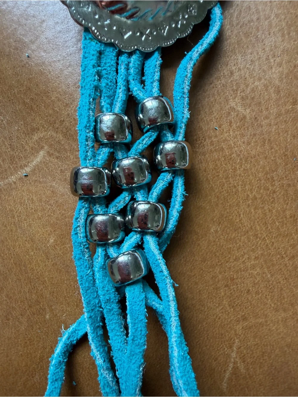 Turquoise Suede Western Concho Belt - Picture 2 of 3